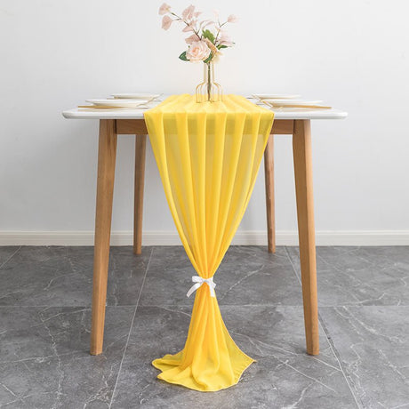Premium Chiffon Table Runner 10ft Lemon Yellow - YauSpark