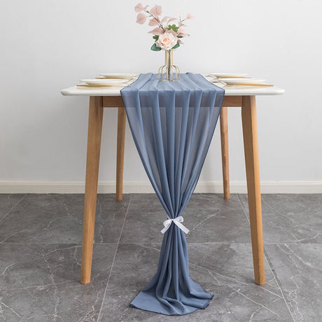 Premium Chiffon Table Runner 10ft Light Blue Gray - YauSpark