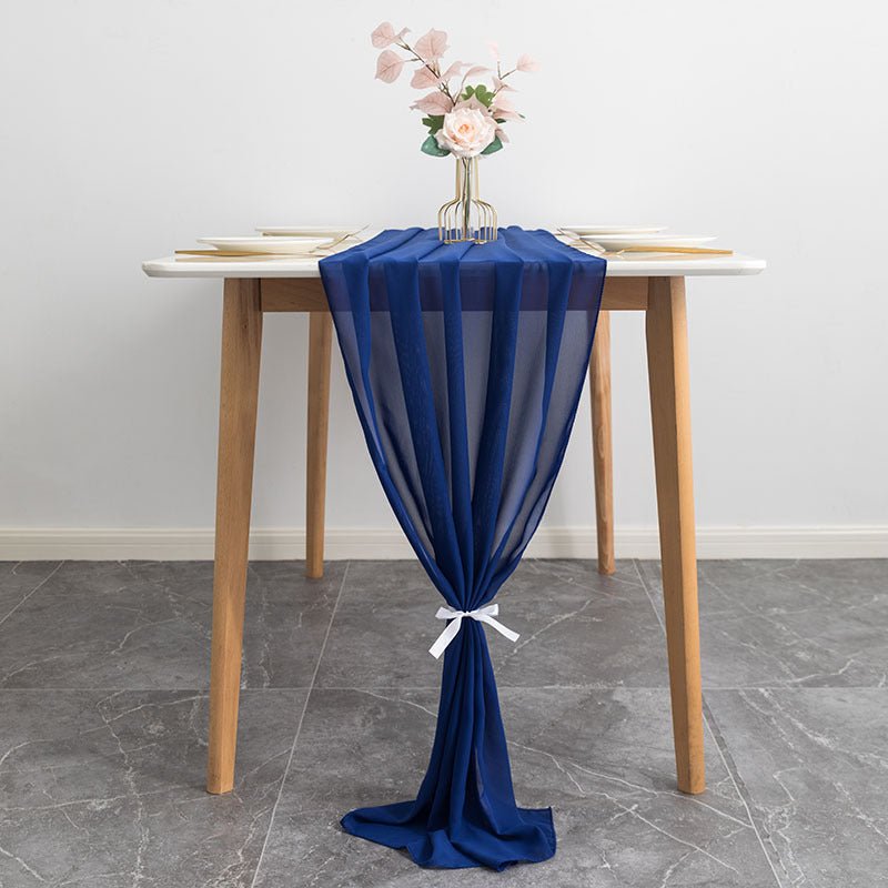 Premium Chiffon Table Runner 10ft Navy Blue - YauSpark