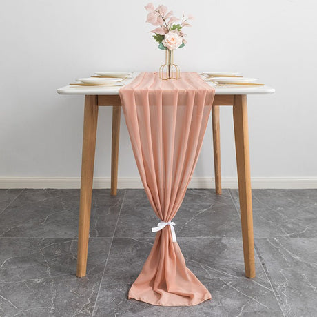 Premium Chiffon Table Runner 10ft Rose Gold - YauSpark