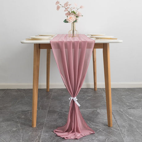 Premium Chiffon Table Runner 10ft Skin Pink - YauSpark
