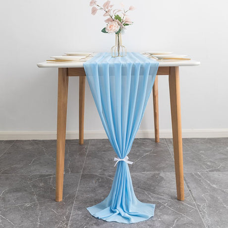 Premium Chiffon Table Runner 10ft Sky Blue - YauSpark