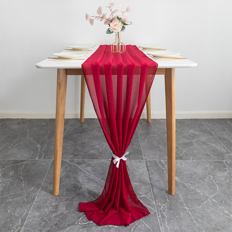 Premium Chiffon Table Runner 10ft Wine Red - YauSpark