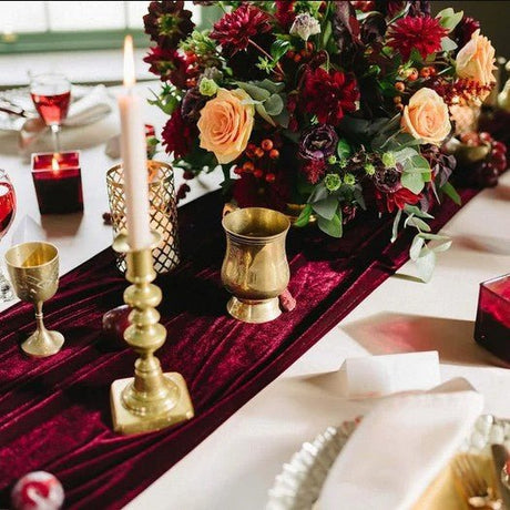 Premium Velvet Table Runner 14"x108" Deep Red - YauSpark
