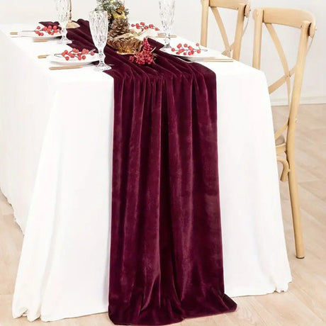 Premium Velvet Table Runner 14"x108" Deep Red - YauSpark