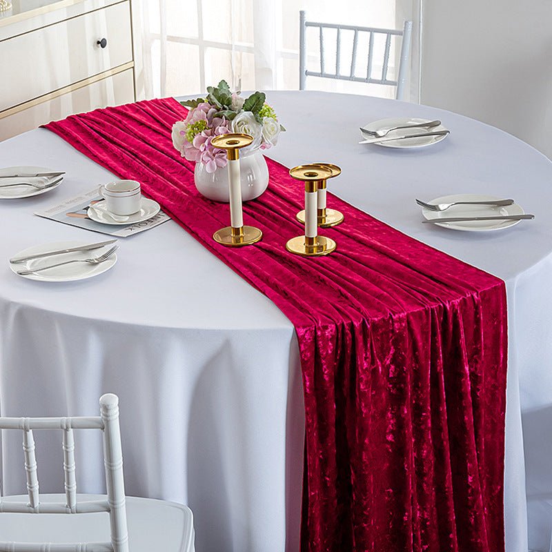 Premium Velvet Table Runner 28"x118" Burgundy - YauSpark
