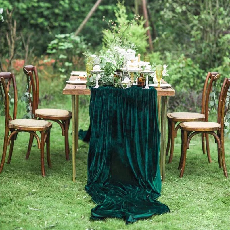 Premium Velvet Table Runner 28"x118" Deep Green - YauSpark