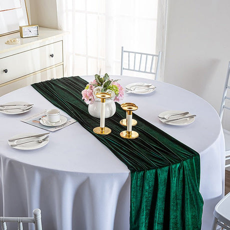 Premium Velvet Table Runner 28"x118" Deep Green - YauSpark