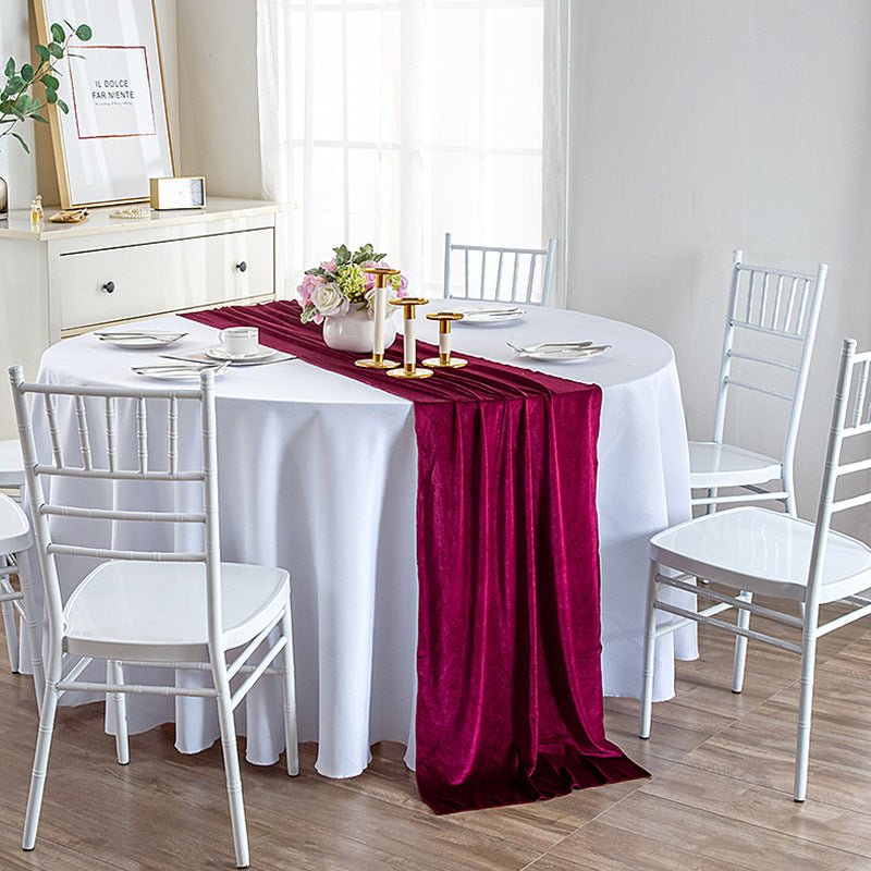 Premium Velvet Table Runner 28"x118" Deep Red - YauSpark