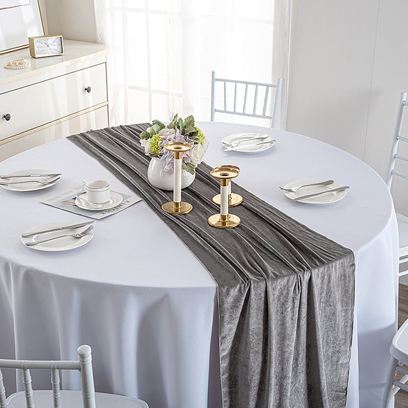 Premium Velvet Table Runner 28"x118" Gray - YauSpark