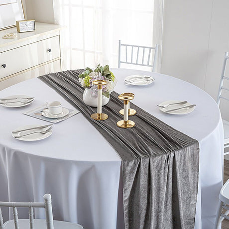 Premium Velvet Table Runner 28"x118" Gray - YauSpark