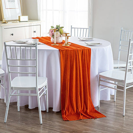 Premium Velvet Table Runner 28"x118" Orange - YauSpark