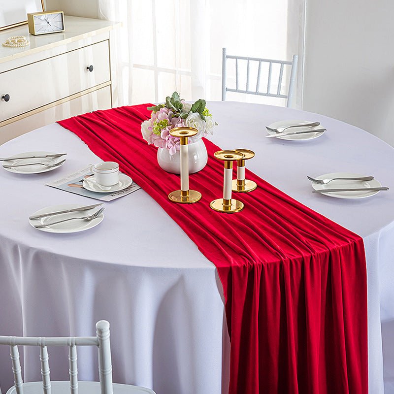 Premium Velvet Table Runner 28"x118" Red - YauSpark