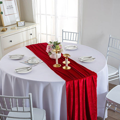 Premium Velvet Table Runner 28"x118" Rose Red - YauSpark