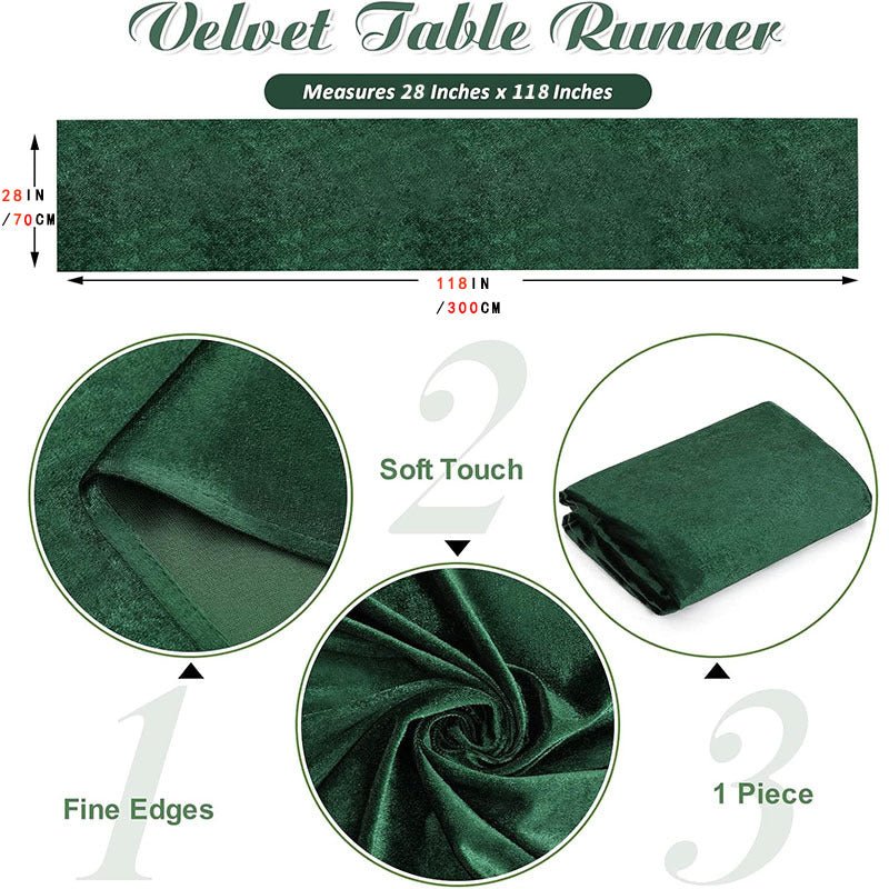 Premium Velvet Table Runner 28"x118" Rose Red - YauSpark