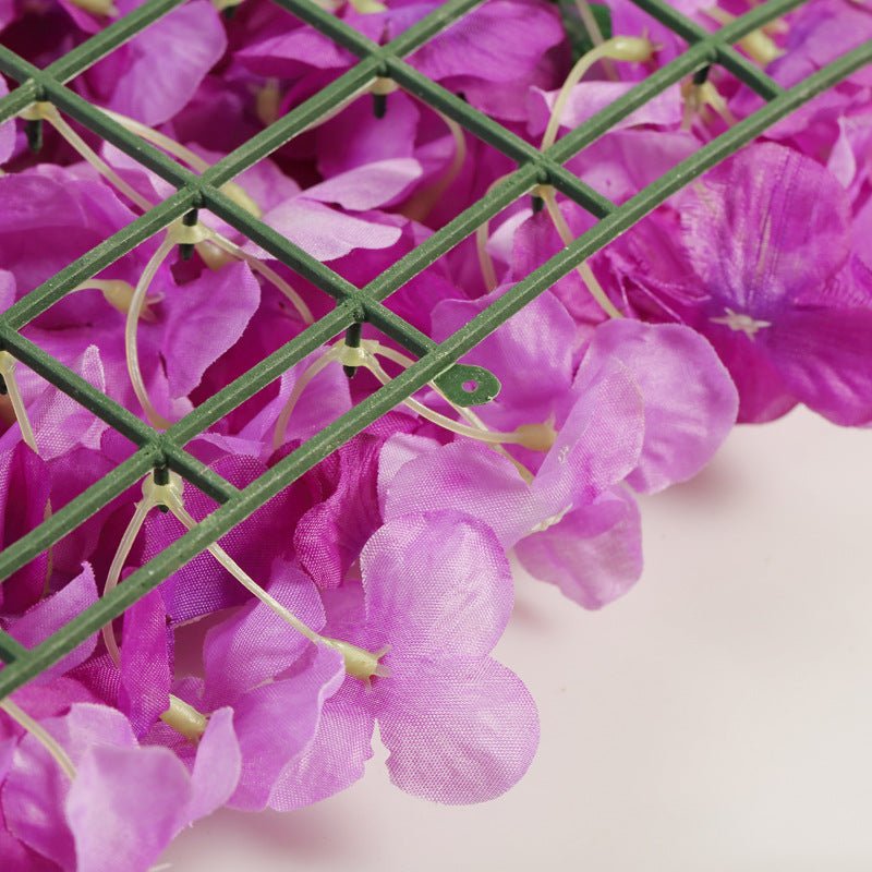 Purple 3D Silk Rose and Hydrangea Flower Wall Mat Backdrop - 4 Artificial Panels - YauSpark