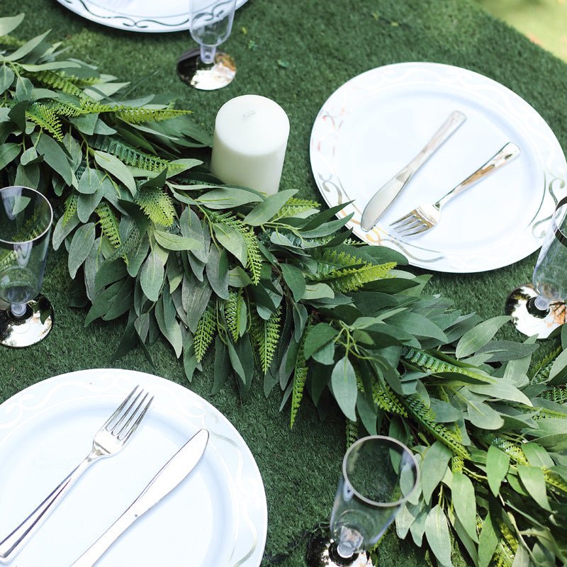 Real Touch Green Artificial Willow and Frond Leaves Garland Vine 3ft - YauSpark