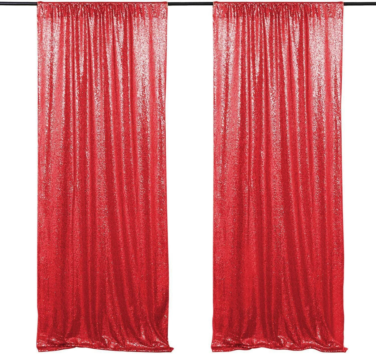 Red Sequin Backdrop Drape Curtains with Rod Pockets - 8ftx8ft - YauSpark