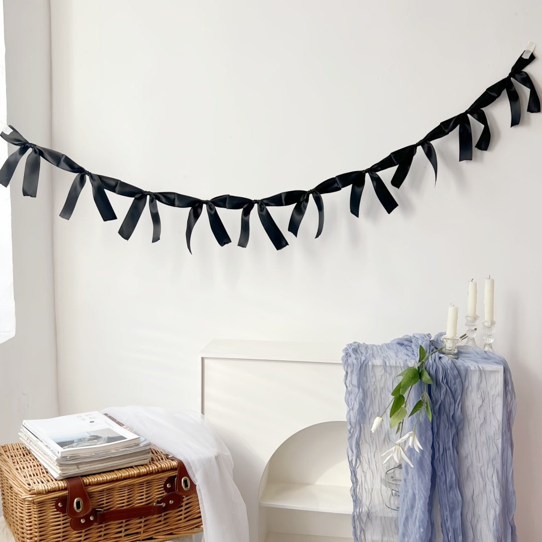 Ribbon Bow Garland Banner Set Black - YauSpark