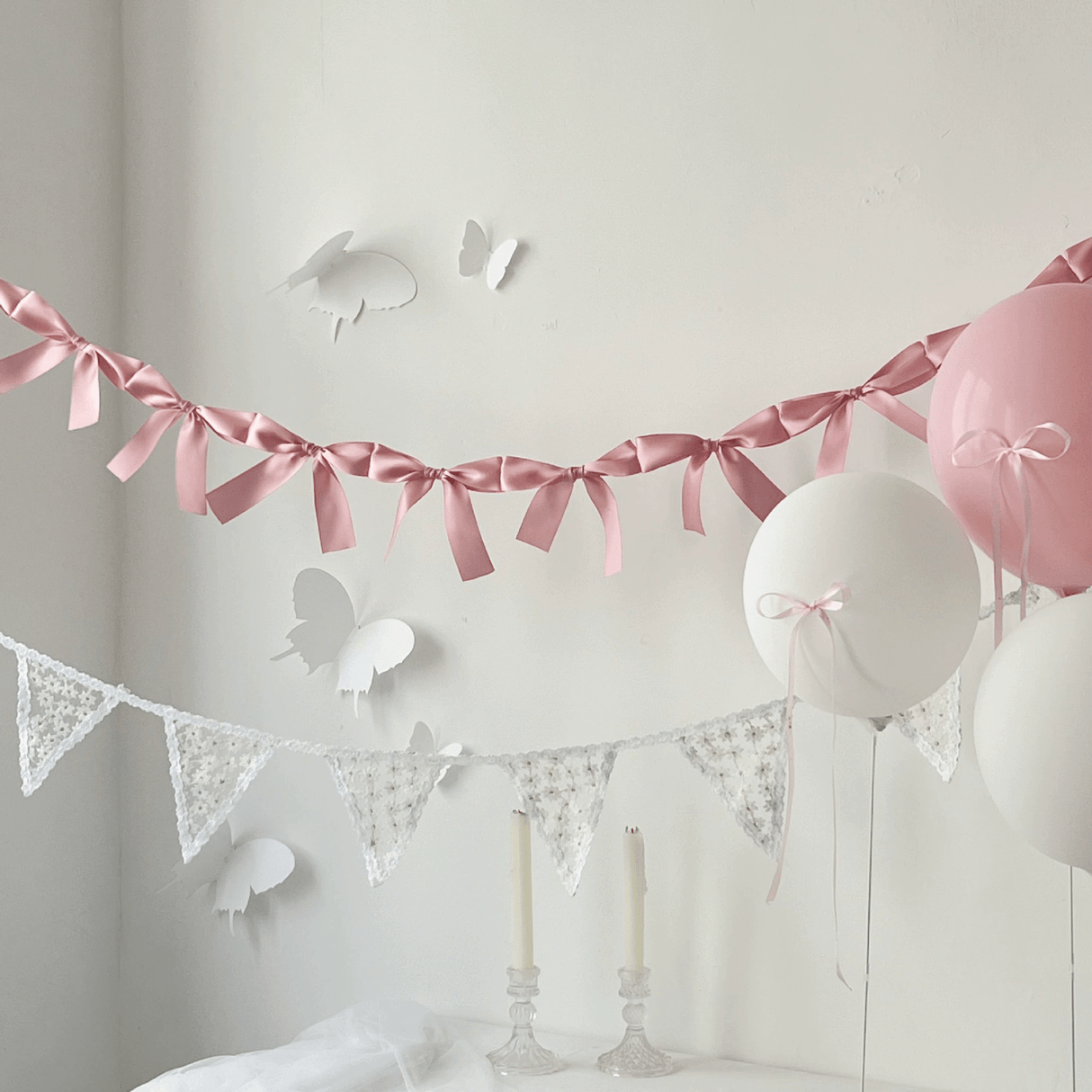 Ribbon Bow Garland Banner Set Purple - YauSpark