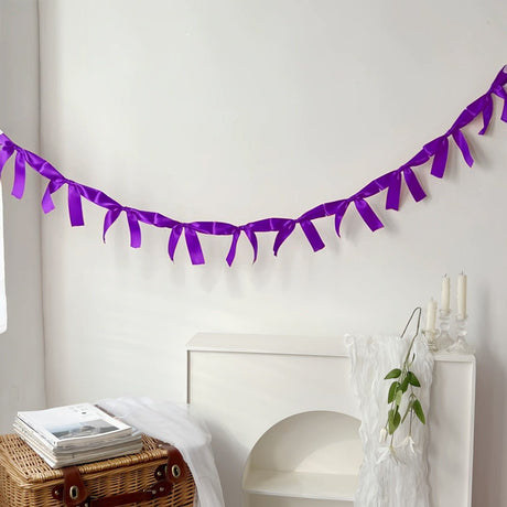 Ribbon Bow Garland Banner Set Purple - YauSpark
