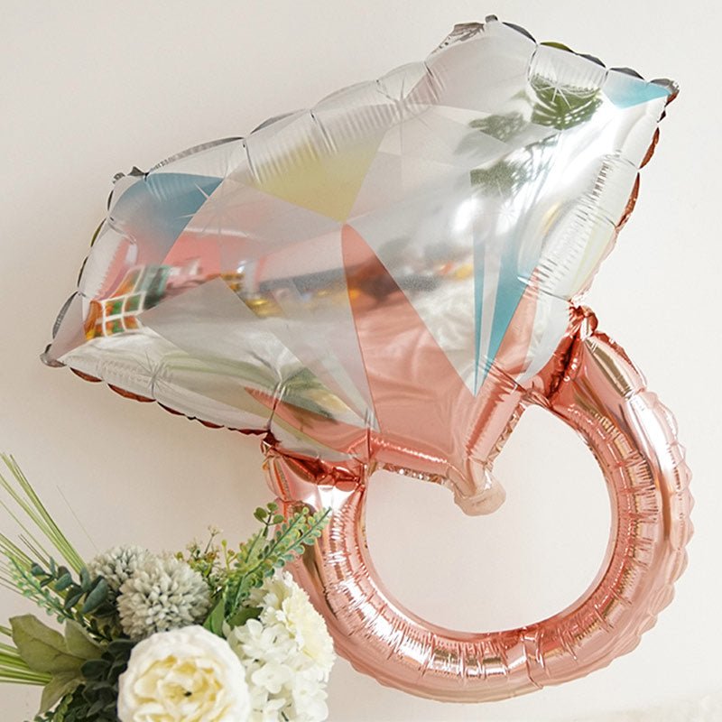 Rose Gold Diamond Ring Mylar Foil Helium Air Balloon 25" - YauSpark