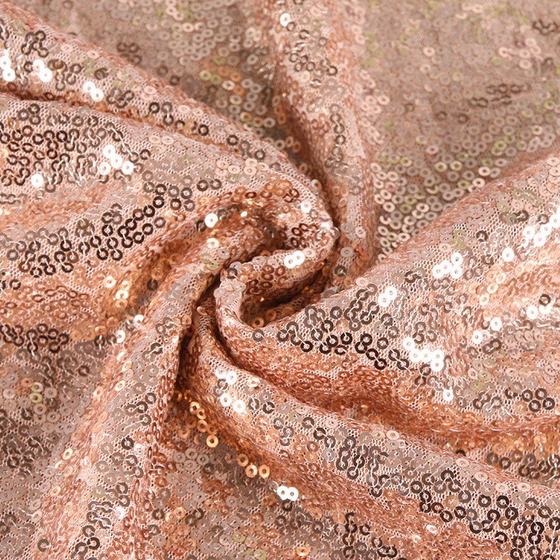 Rose Gold Sequin Backdrop Drape Curtains with Rod Pockets - 8ftx8ft - YauSpark