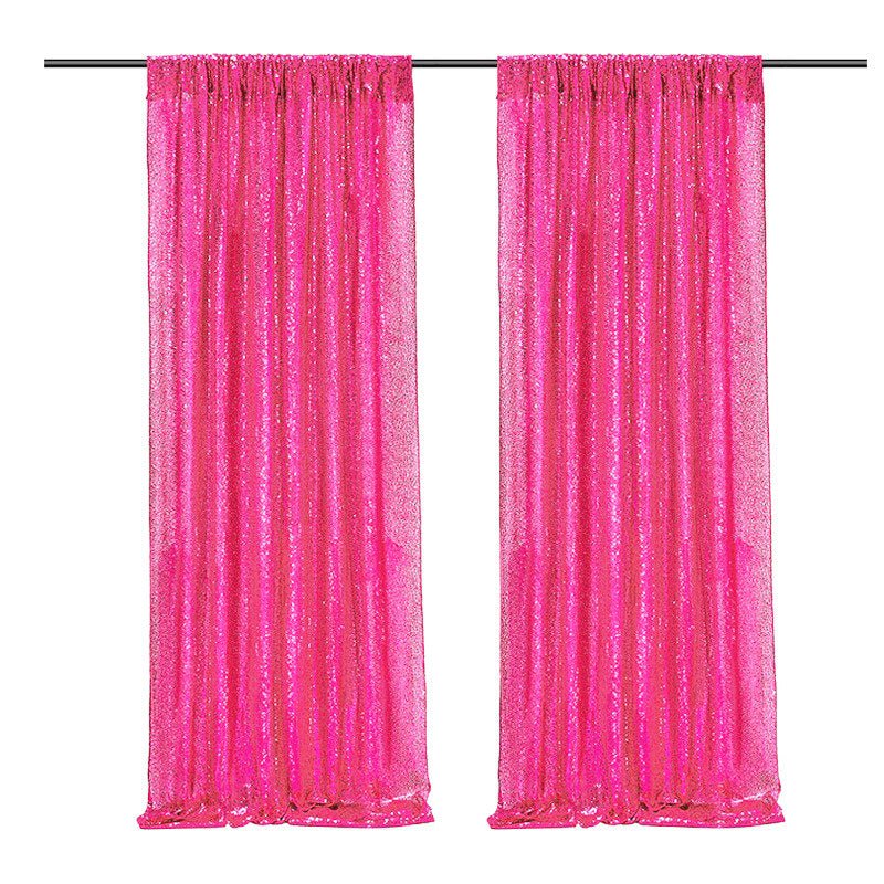 Rose Red Sequin Backdrop Drape Curtains with Rod Pockets - 8ftx8ft - YauSpark