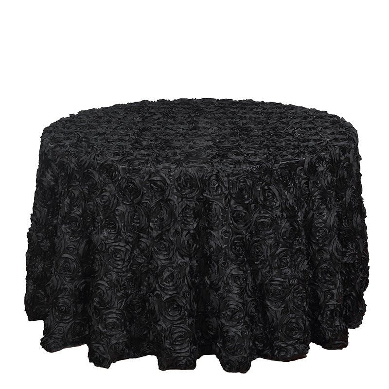 Rose Satin Round Tablecloth 130" Black - YauSpark