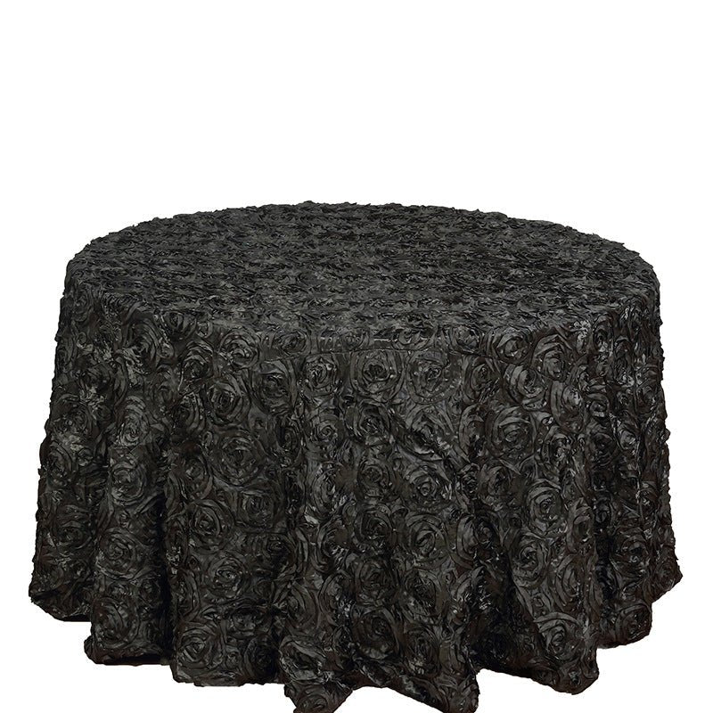 Rose Satin Round Tablecloth 130" Dark Gray - YauSpark