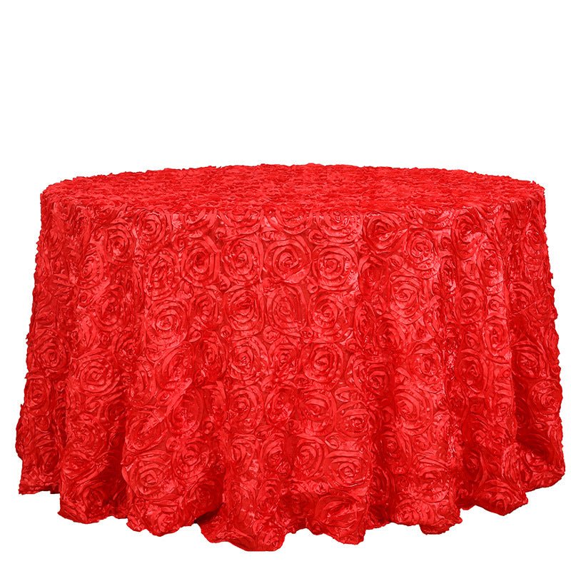 Rose Satin Round Tablecloth 130" Deep Red - YauSpark