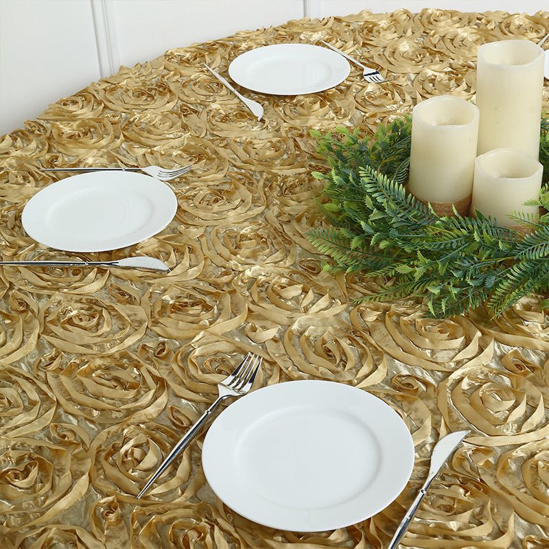 Rose Satin Round Tablecloth 130" Emerald - YauSpark