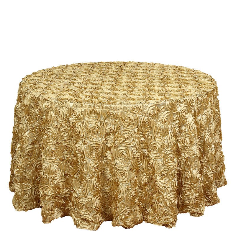 Rose Satin Round Tablecloth 130" Light Gold - YauSpark
