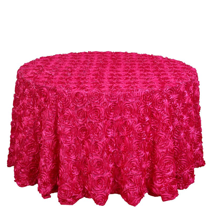 Rose Satin Round Tablecloth 130" Purple Red - YauSpark