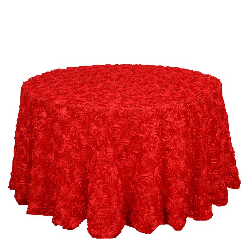 Rose Satin Round Tablecloth 130" Red - YauSpark
