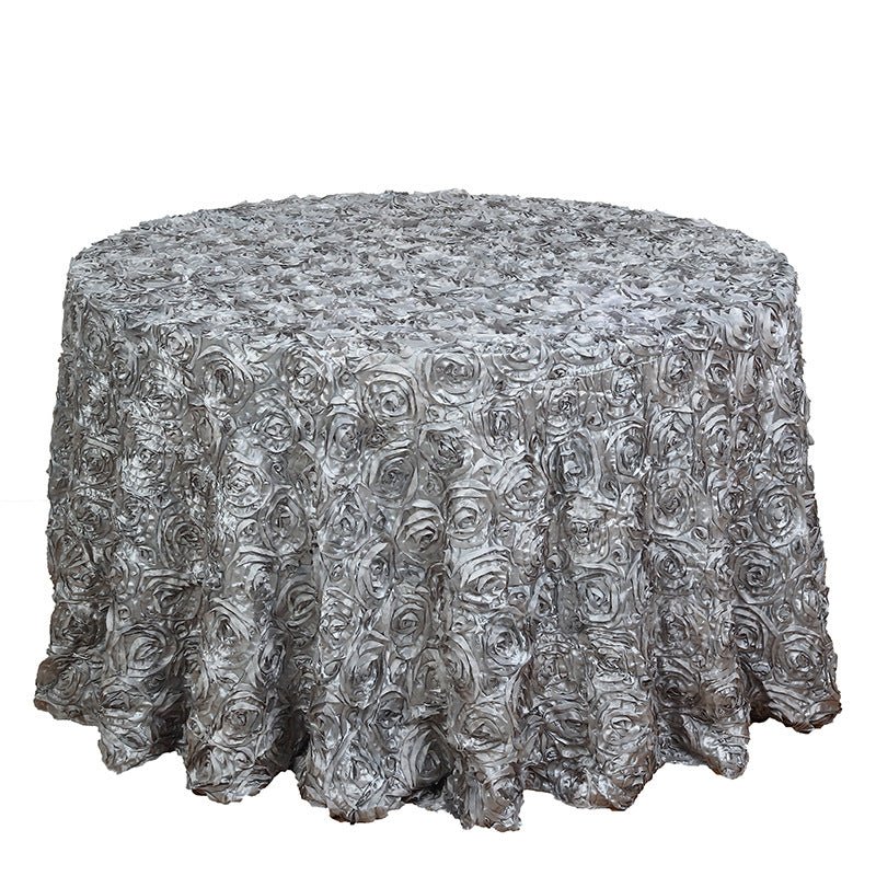 Rose Satin Round Tablecloth 130" Silver - YauSpark
