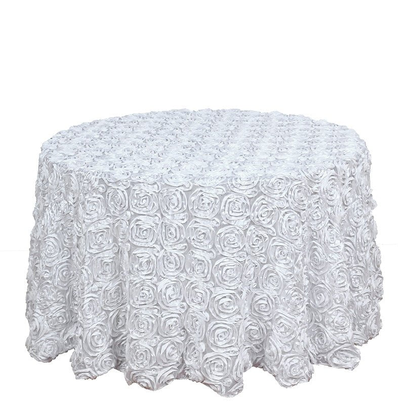 Rose Satin Round Tablecloth 130" White - YauSpark