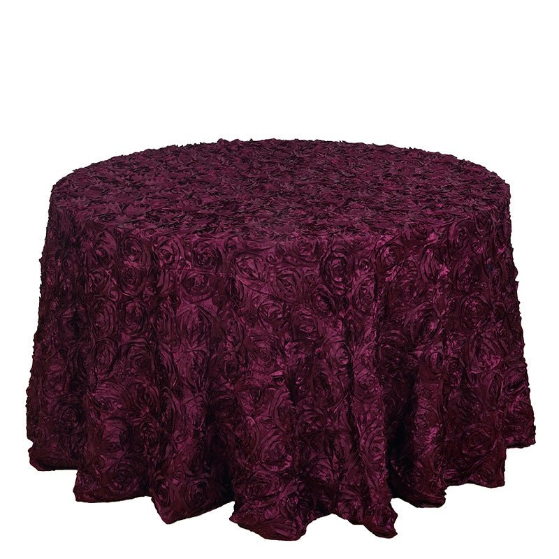 Rose Satin Round Tablecloth 130" Wine Purple - YauSpark