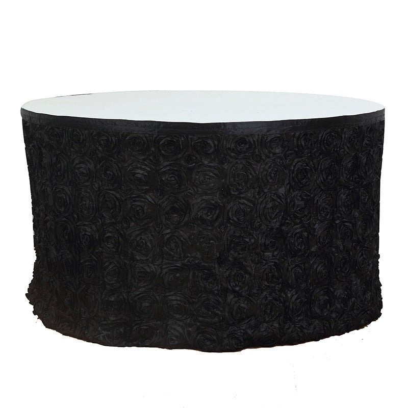 Rose Satin Table Skirt 21ft Black - YauSpark
