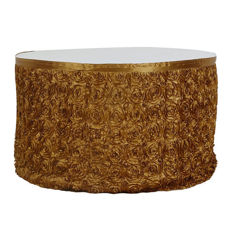 Rose Satin Table Skirt 21ft Gold - YauSpark