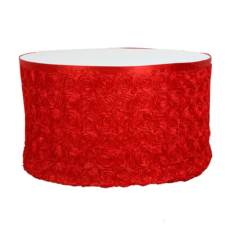 Rose Satin Table Skirt 21ft Red - YauSpark