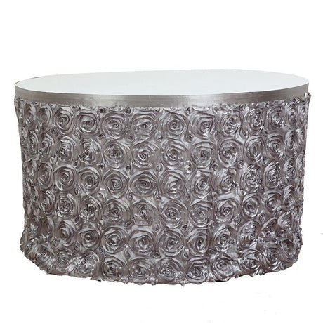 Rose Satin Table Skirt 21ft Sliver - YauSpark