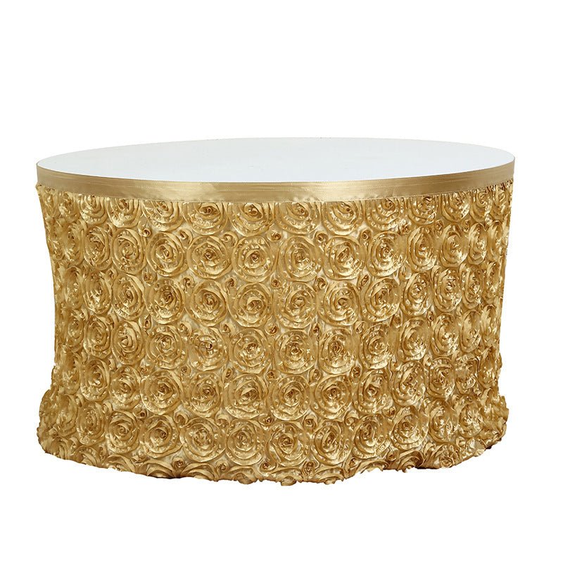 Rose Satin Table Skirt 21ft White - YauSpark