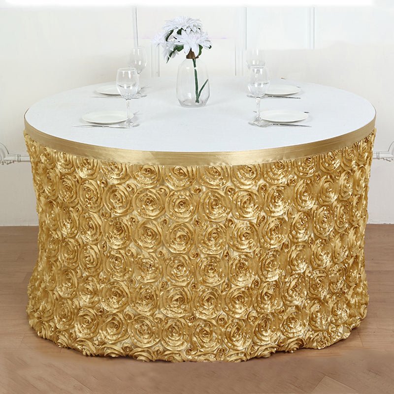 Rose Satin Table Skirt 21ft White - YauSpark