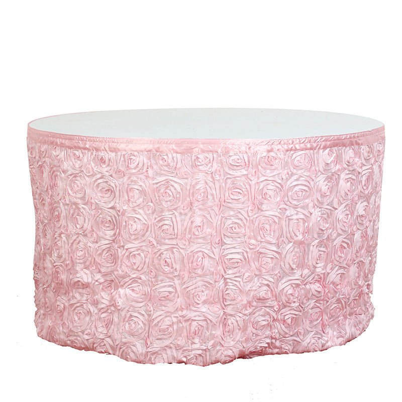 Rose Satin Table Skirt 21ft White - YauSpark