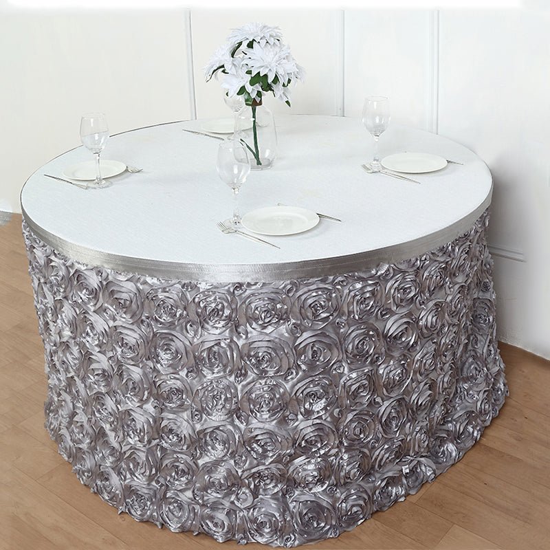 Rose Satin Table Skirt 21ft White - YauSpark