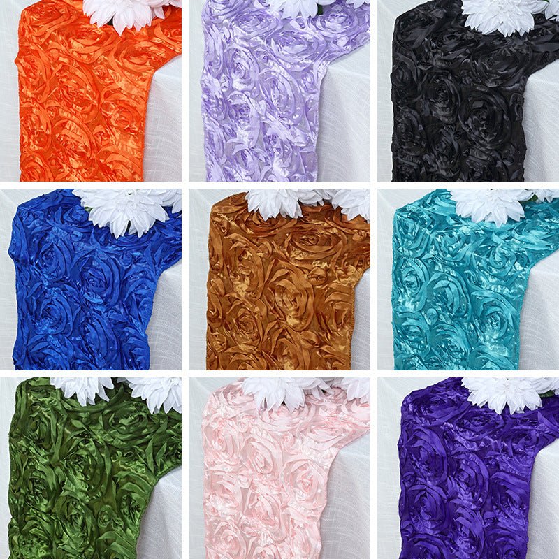 Rosette Satin Table Runner 14" x 108" Grass Green - YauSpark