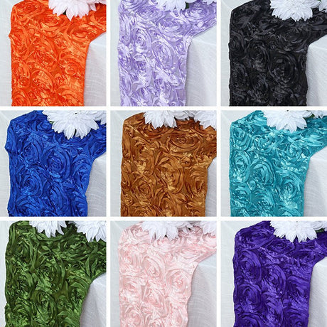 Rosette Satin Table Runner 14" x 108" Grass Green - YauSpark