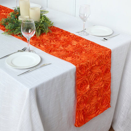 Rosette Satin Table Runner 14" x 108" Grass Green - YauSpark