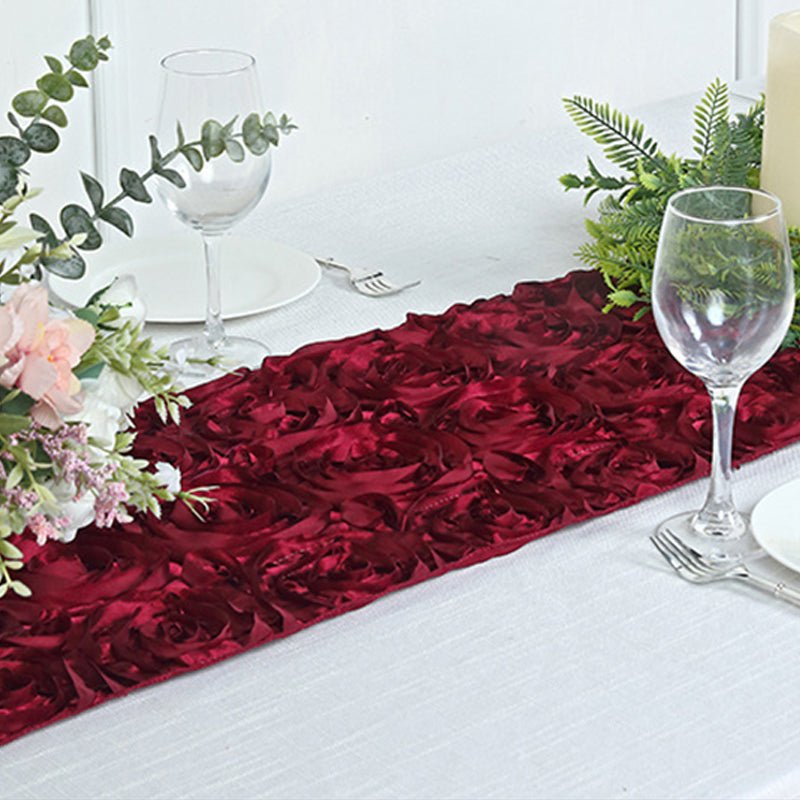 Rosette Satin Table Runner 14" x 108" Grass Green - YauSpark